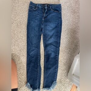 Just Black Dark Blue Skinny Jeans with Frayed Hem